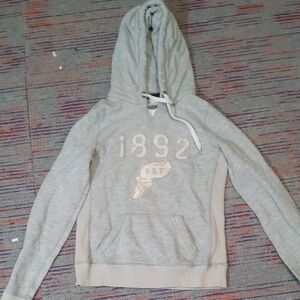 Abercrombie & Fitch Light Gray Hoodie with Cream Accents